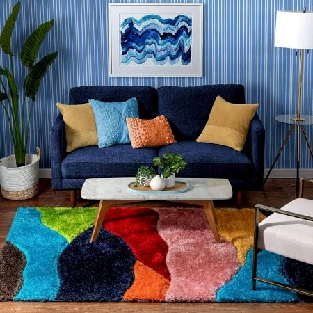 Modern Multicolor Geometric Living Rug